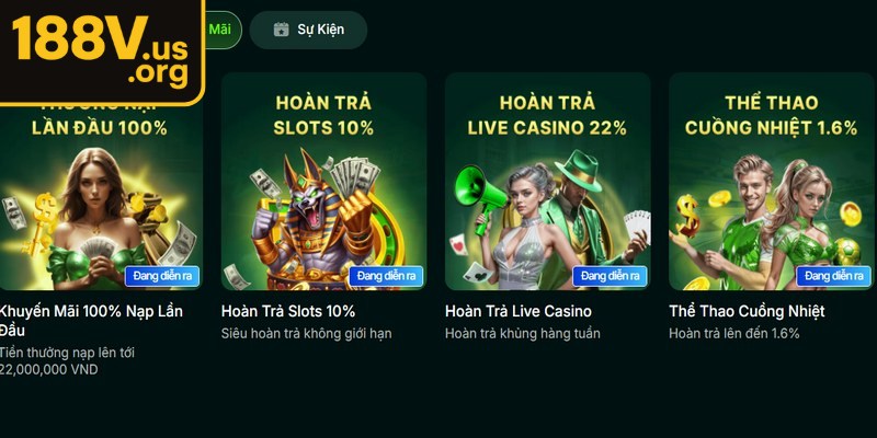 Các chương trình ưu đãi 188V luôn có giá trị hấp dẫn hàng ngày