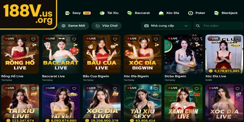 188V tự hào cung cấp một sảnh game phong phú, nhiều thưởng lớn