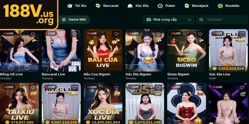 Live casino 188V là thế giới giải trí đỉnh cao, chất lượng hàng đầu