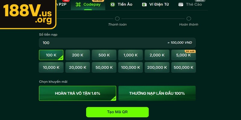 Nạp tiền 188V trở nên cực kỳ thuận tiện với các hình thức hiện đại