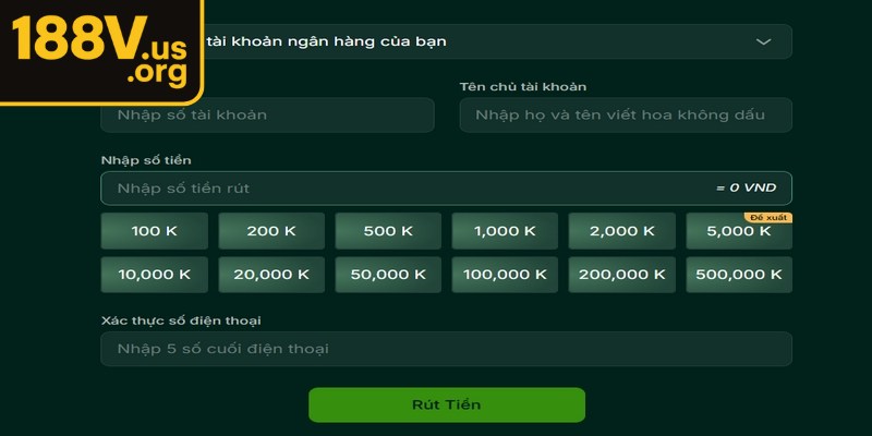Rút tiền 188V một cách suôn sẻ và nhanh chóng theo đúng quy định