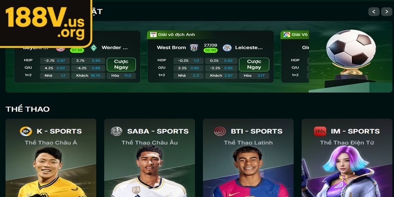 Thể thao 188V nhanh chóng trở thành lựa chọn yêu thích hiện nay